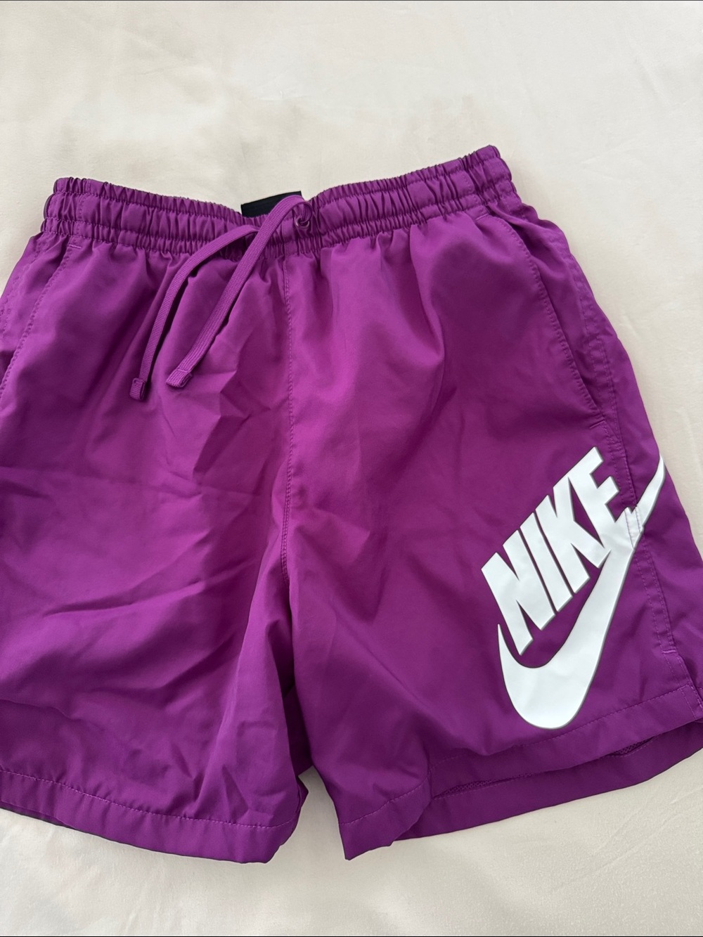 Nike Men’s Purple Athletic Swim/Training Shorts with White Logo